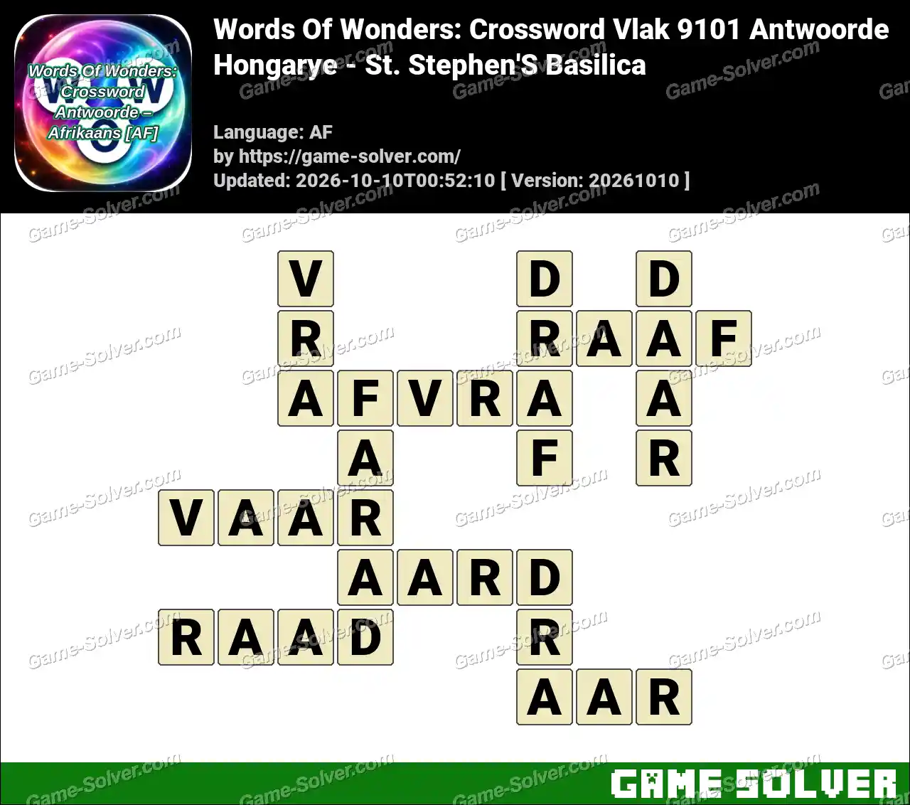 Words Of Wonders: Crossword Vlak 9101 Antwoorde – Hongarye – St. Stephen’S Basilica
